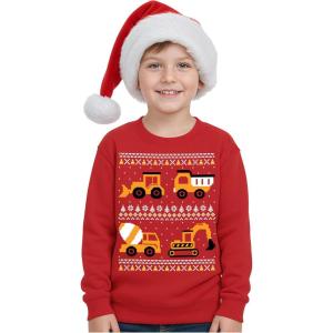 image:imageTstars Dabbing Santa Kids Christmas Sweatshirt  Funny Ugly Holiday Sweater Style Pullover for Boys amp YouthConstruction  Red
