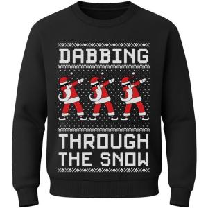 image:imageTstars Dabbing Santa Kids Christmas Sweatshirt  Funny Ugly Holiday Sweater Style Pullover for Boys amp YouthDabbing Through  Black