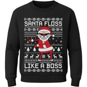 image:imageTstars Dabbing Santa Kids Christmas Sweatshirt  Funny Ugly Holiday Sweater Style Pullover for Boys amp YouthFloss  Black
