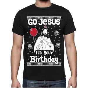 image:imageTstars Go Jesus Its Your Birthday Shirt  Funny Ugly Christmas Sweater Style Holiday Tee for Men amp AdultsGo J  Black