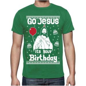 image:imageTstars Go Jesus Its Your Birthday Shirt  Funny Ugly Christmas Sweater Style Holiday Tee for Men amp AdultsGo J  Green