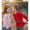 image:imageTstars Kids Tractor and Digger Poppin Valentines Day Shirt  Funny Heart Dab Long Sleeve Tee for Toddlers Boys and GirlsPuff Tractor  Red