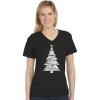 image:imageTstars Big White Distressed Christmas Tree Xmas Gift Womens Fitted VNeck TShirtBlack