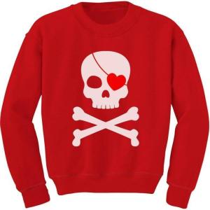 image:imageTstars  Pirate Skull amp Heart Valentines Day ToddlerKids SweatshirtRed