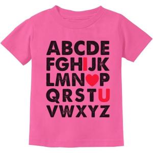 image:imageTstars ABC I Love You Kids Valentine Shirt  Alphabet Heart Graphic Tee for Toddlers Boys and GirlsPink
