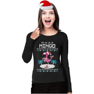 image:imageTstars FA La La Flamingo Ugly Christmas Sweater Funny Women Long Sleeve TShirtBlack