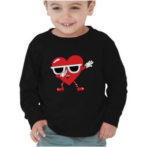 image:imageTstars Kids Tractor and Digger Poppin Valentines Day Shirt  Funny Heart Dab Long Sleeve Tee for Toddlers Boys and GirlsDabbing  Black
