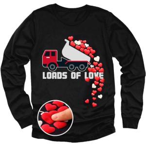 image:imageTstars Kids Tractor and Digger Poppin Valentines Day Shirt  Funny Heart Dab Long Sleeve Tee for Toddlers Boys and GirlsPuff Truck  Black