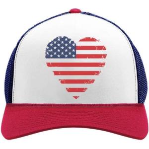 image:imageTstars USA American Flag Hat  4th of July Patriotic Trucker Cap for Men amp Women  Gift for Independence or Memorial DayHeart  BlueWhiteRed