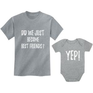 image:imageTstars Did We Just Become Best Friends Big Brother Little Bro Matching Shirt amp Baby Bodysuit SetChild Gray  Baby Gray