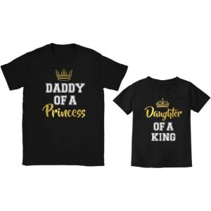 image:imageTstars Fathers Day Matching Shirts  Daughter of a King and Daddy of a Princess Set Father amp Toddler Girl OutfitsDaddy Black  Daughter Black