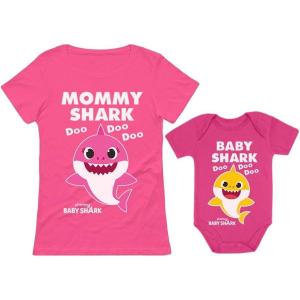 image:imageTstars Mommy and Baby Shark Matching Outfits Mom Gifts Mother amp Daughter Son Shirts SetMommy Pink  Baby Wow Pink