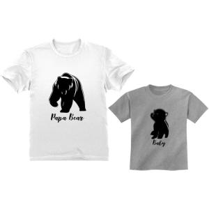 image:imageTstars Baby amp Papa Bear Mens TShirt amp Infant Shirt Set Father amp Son Matching SetPapa White  Baby Gray