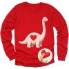 image:imageTstars Kids Tractor and Digger Poppin Valentines Day Shirt  Funny Heart Dab Long Sleeve Tee for Toddlers Boys and GirlsPuff Dino  Red