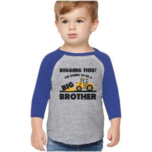 image:imageTstars Going to Be Big A Brother Tractor Lover 34 Sleeve Baseball Jersey Toddler ShirtBlue