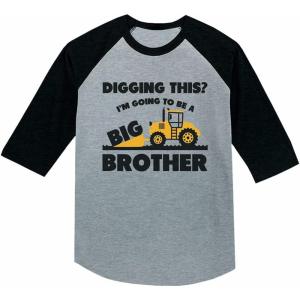 image:imageTstars Going to Be Big A Brother Tractor Lover 34 Sleeve Baseball Jersey Toddler ShirtDark Gray