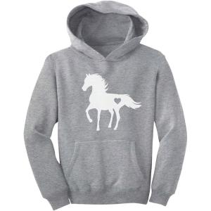 image:imageTstars Just a Girl Who Loves Horses Hoodie for Girls Youth Equestrian Hoodies Gift Horseback Riding and FansGray