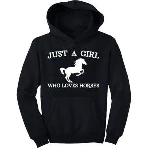 image:imageTstars Just a Girl Who Loves Horses Hoodie for Girls Youth Equestrian Hoodies Gift Horseback Riding and FansLoves  Black