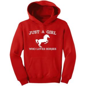 image:imageTstars Just a Girl Who Loves Horses Hoodie for Girls Youth Equestrian Hoodies Gift Horseback Riding and FansLoves  Red