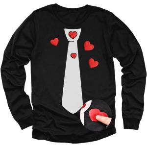 image:imageTstars Red Hearts Tie Kids Valentines Day Shirt  ABC I Love You Long Sleeve Tee for Toddlers amp Youth Boys GirlsPuff Tie  Black