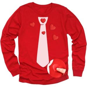 image:imageTstars Red Hearts Tie Kids Valentines Day Shirt  ABC I Love You Long Sleeve Tee for Toddlers amp Youth Boys GirlsPuff Tie  Red
