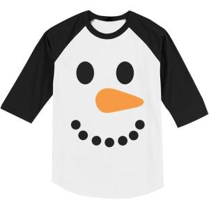 image:imageTstars Snowman Shirt Christmas Holiday Cute Toddler Raglan 34 Sleeve Baseball TeeBlackWhite