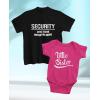 image:imageTstars Funny Security Squad Big Brother Little Sister Matching Sibling Outfits Toddler Kids Tshirt amp Baby Bodysuit SetBrother Black  Sister Wow Pink