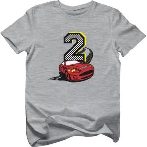 image:imageTstars 2nd Birthday Shirt for Boys  Fun Number Two Car TShirt Gift for 2YearOld Toddler Kids Party OutfitGray