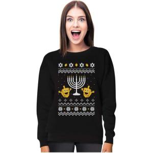 image:imageTstars Chanukkah Sweatshirt for Women and Teen Girls Jewish Holiday Pullover with Menorah DesignBlack