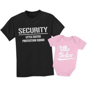 image:imageTstars Funny Security Squad Big Brother Little Sister Matching Sibling Outfits Toddler Kids Tshirt amp Baby Bodysuit SetBrother Black  Sister Pink
