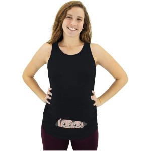 image:imageTstars Funny Twin Babies Peeking  Twins Pregnancy Peekaboo Maternity Tank Top Large Black