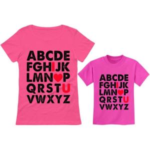 image:imageTstars Valentines Day Matching Outfits for Mommy amp Me Mother Daughter Son TShirt SetMom Pink  Kid Pink