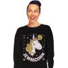image:imageTstars  Happy Holidays Funny Jewnicorn Ugly Christmas Hanukkah Women SweatshirtBlack