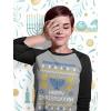 image:imageTstars Happy Chrismukkah Ugly Xmas Hanukkah 34 Women Sleeve Baseball Jersey ShirtBlackGray
