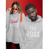 image:imageTstars Matching Couple Hoodies  His and Hers The Boss amp Real Boss Pullover Gift for Anniversary or Valentines DayMen Gray  Women Gray