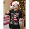 image:imageTstars Santa Floss Dancing Shirt for Kids Youth  Boys Girls Reindeer Holiday Christmas Ugly Sweater Style TeeFloss  Black