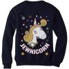 image:imageTstars  Happy Holidays Funny Jewnicorn Ugly Christmas Hanukkah Women SweatshirtNavy