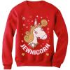 image:imageTstars  Happy Holidays Funny Jewnicorn Ugly Christmas Hanukkah Women SweatshirtRed