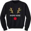 image:imageTstars Cute Reindeer Face Christmas Personalized Name Toddler Kids SweatshirtBlack