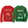 image:imageTstars Elf Matching Couples Sweatshirt  His and Hers Ugly Christmas Holiday Sweatshirts for Men WomenTouch My Elf Red  Elfie Green