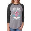 image:imageTstars FA La La Flamingo Ugly Christmas Sweater 34 Women Sleeve Baseball Jersey ShirtBlackGray