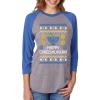 image:imageTstars Happy Chrismukkah Ugly Xmas Hanukkah 34 Women Sleeve Baseball Jersey ShirtBlueGray