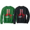 image:imageTstars Mommy amp Daddy Elf Suit Matching Set Santas Helpers Funny Christmas SweatshirtsMommy Elf Green  Daddy Elf Black