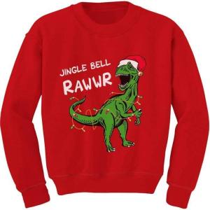image:imageTstars Christmas Pullover for Kids Jingle Bell Rawr T Rex Santa Youth Kids SweatshirtRed