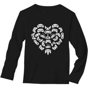 image:imageTstars Funny Valentines Day Shirt for Men Video Gamer Heart Long Sleeve TShirtBlack
