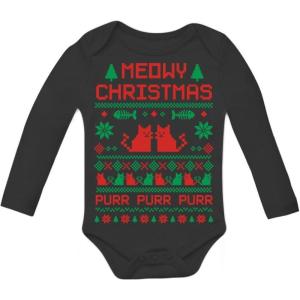 image:imageTstars Meeowee Christmas Ugly Sweater  Cute Xmas Infant Baby Long Sleeve BodysuitBlack