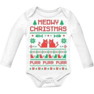 image:imageTstars Meeowee Christmas Ugly Sweater  Cute Xmas Infant Baby Long Sleeve BodysuitWhite