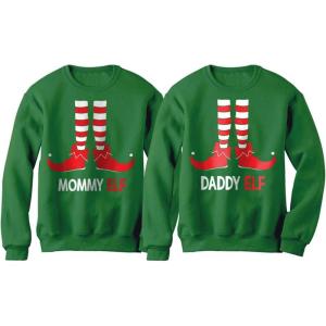 image:imageTstars Mommy amp Daddy Elf Suit Matching Set Santas Helpers Funny Christmas SweatshirtsMommy Elf Green  Daddy Elf Green