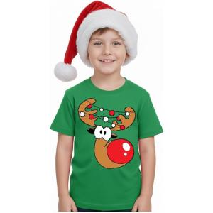 image:imageTstars Santa Floss Dancing Shirt for Kids Youth  Boys Girls Reindeer Holiday Christmas Ugly Sweater Style TeeReindeer  Green