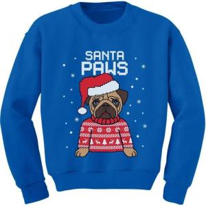 image:imageTstars Santa Paws Pug Ugly Christmas Sweater Kids Sweatshirt Dog Long Sleeve TShirt 5T Blue